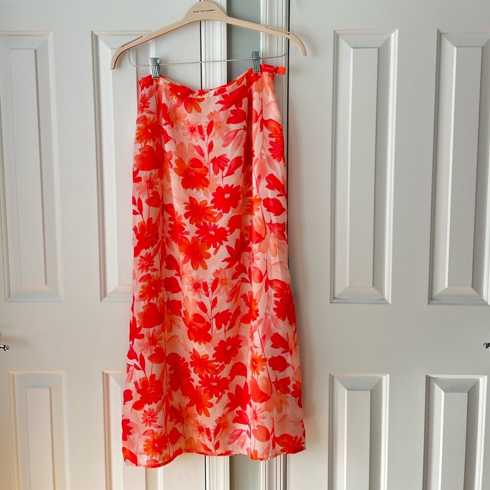 Pink floral maxi skirt